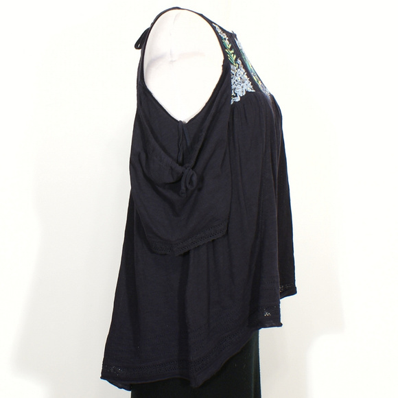 Fast Times Embroidered Cotton Cold Shoulder Top XS - Picture 6 of 7